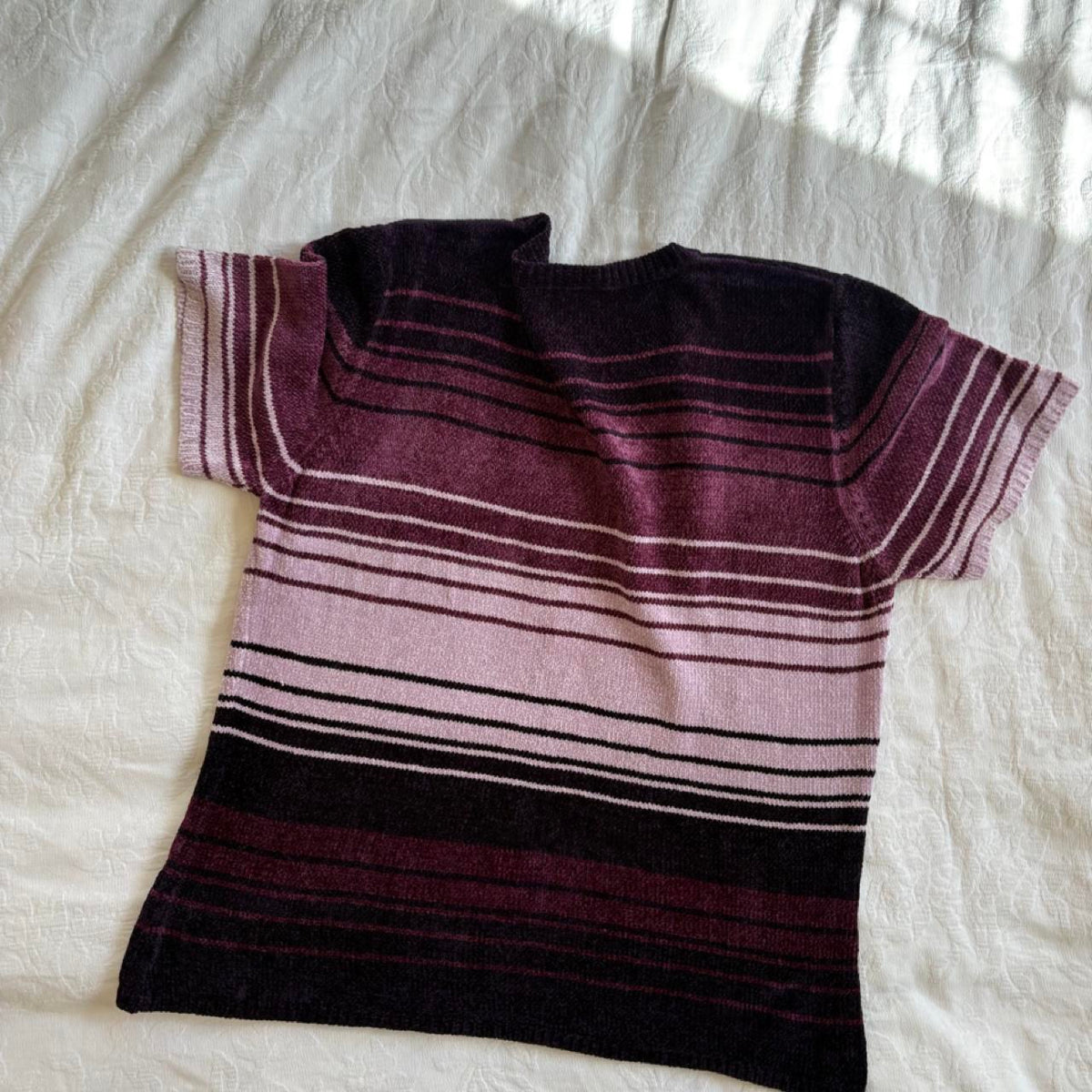 90s purple stripe knit blouse