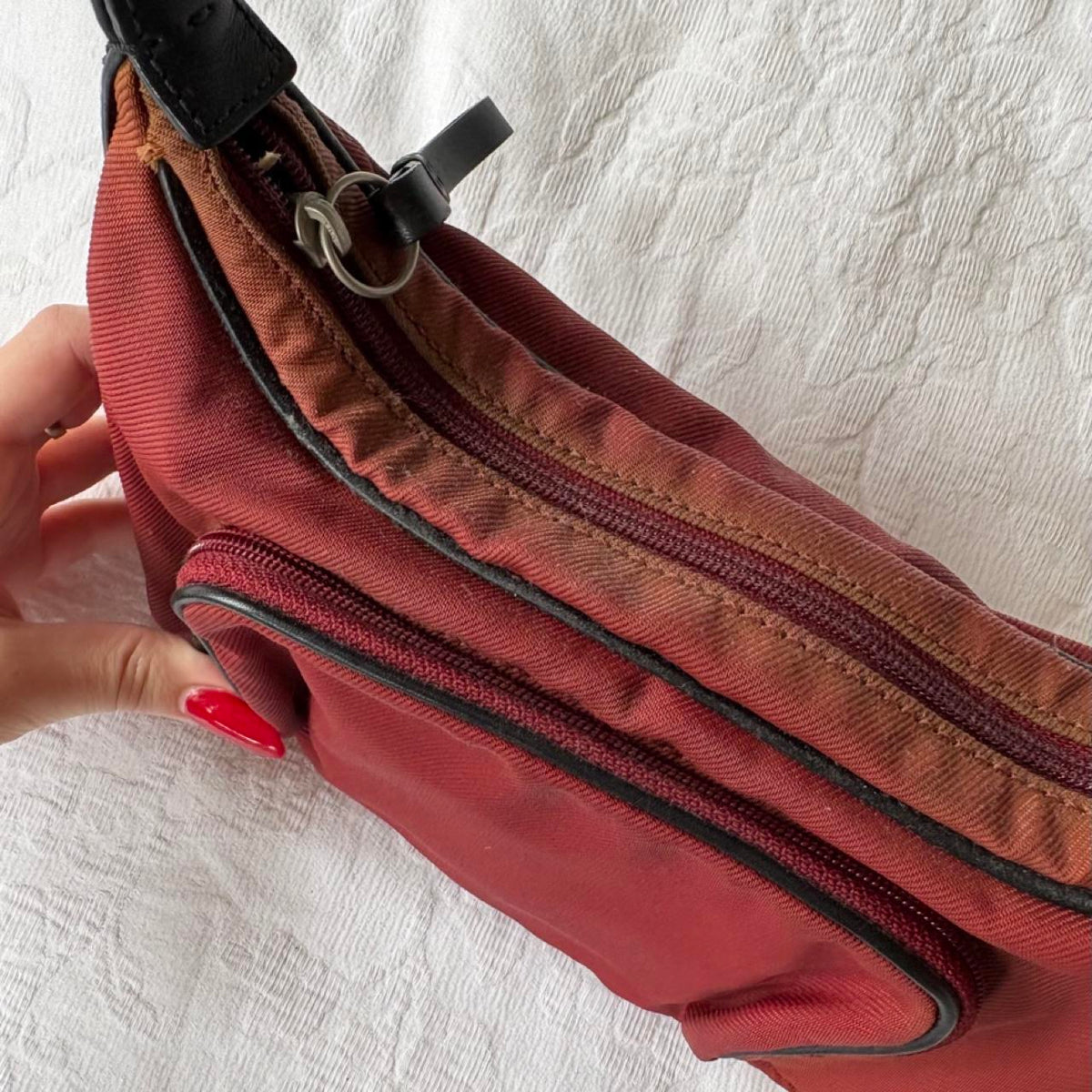 vintage 2000s y2k burgundy nylon coach shoulder bag