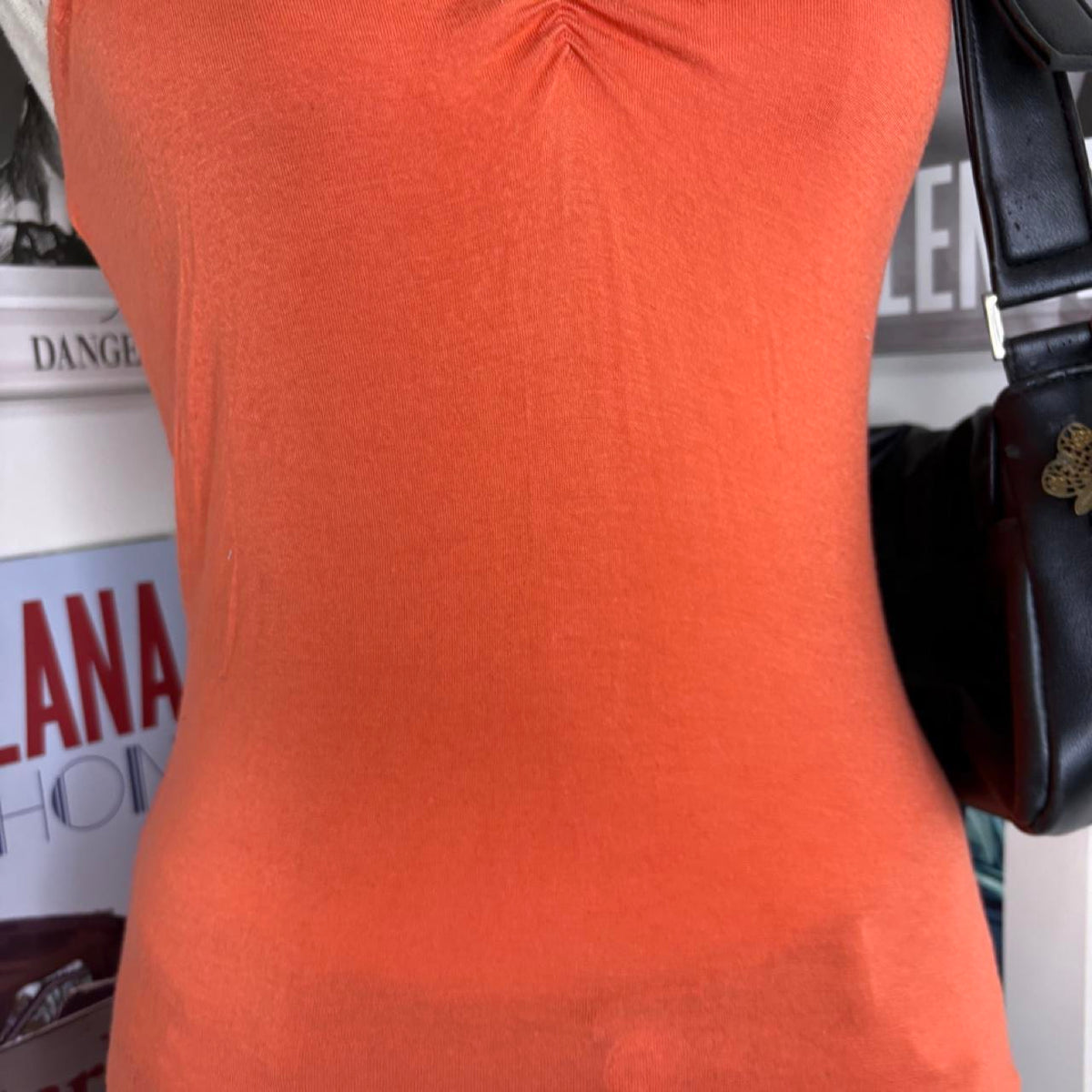 vintage 2000s y2k orange beaded halter neck