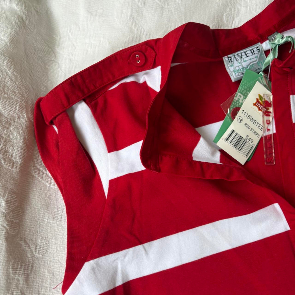 deadstock NWT 2000s y2k red white stripe tank
