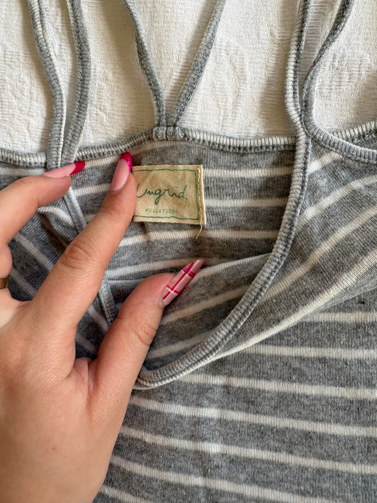 vintage 2000s y2k grey stripe cami