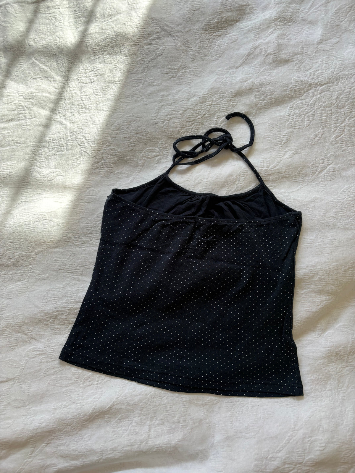 vintage 2000s y2k polka dot halterneck