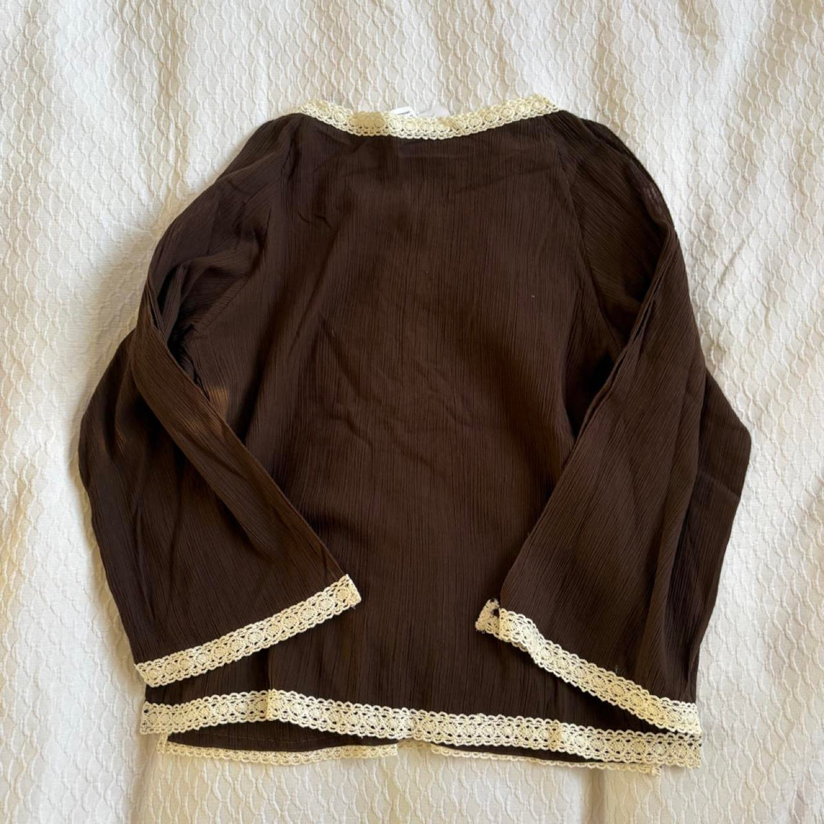 vintage 2000s y2k brown peasant blouse