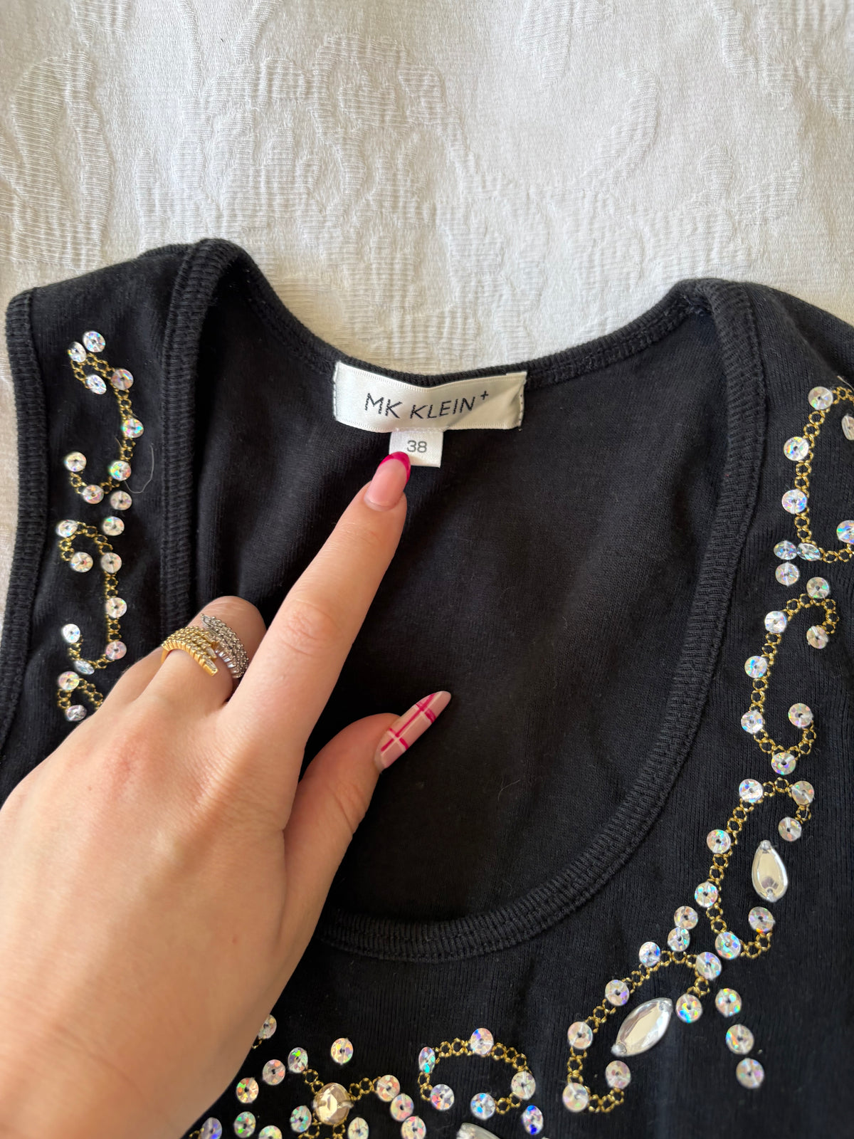 vintage 2000s y2k black beaded tank