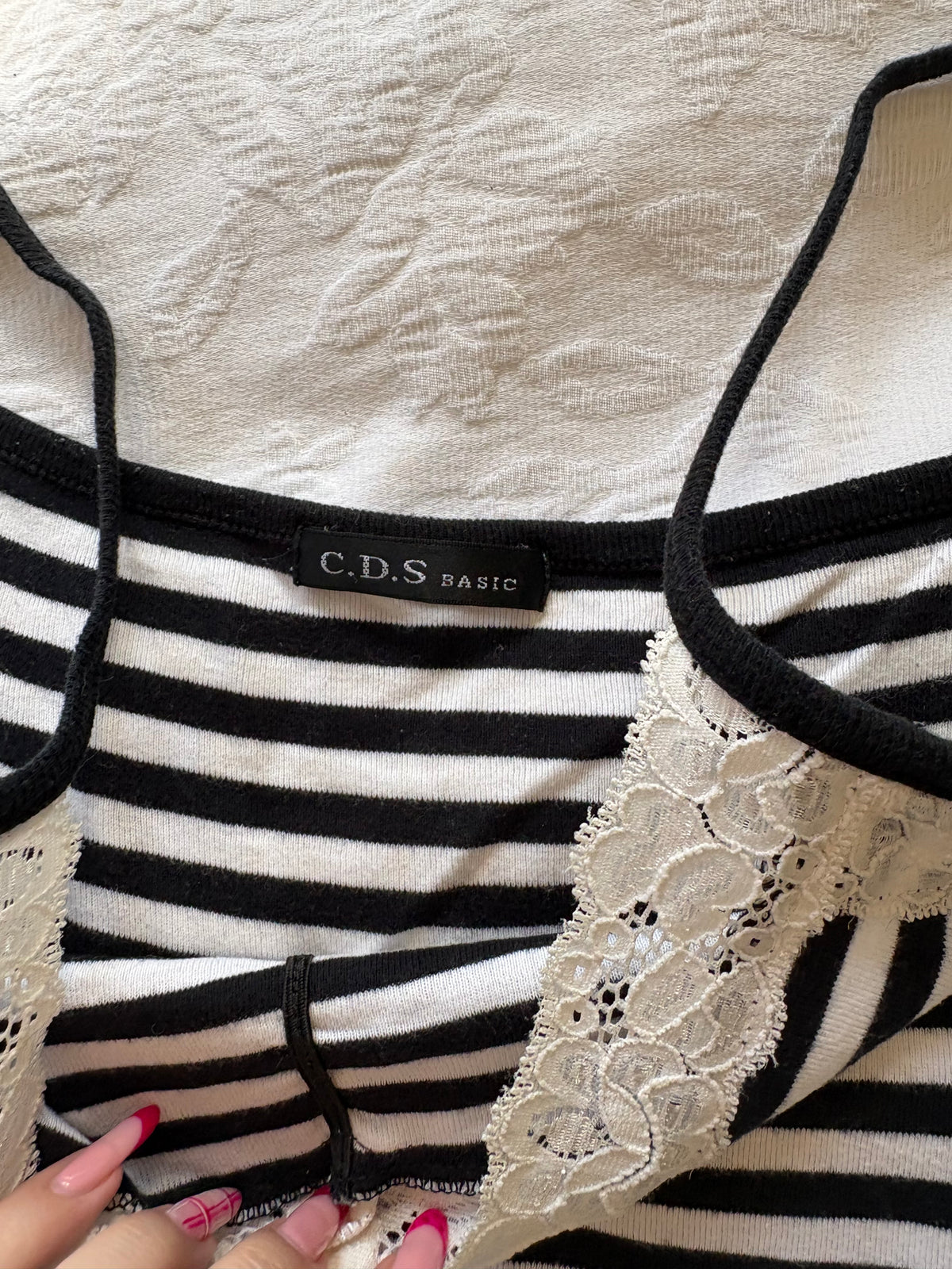 vintage 2000s y2k white black stripe cami