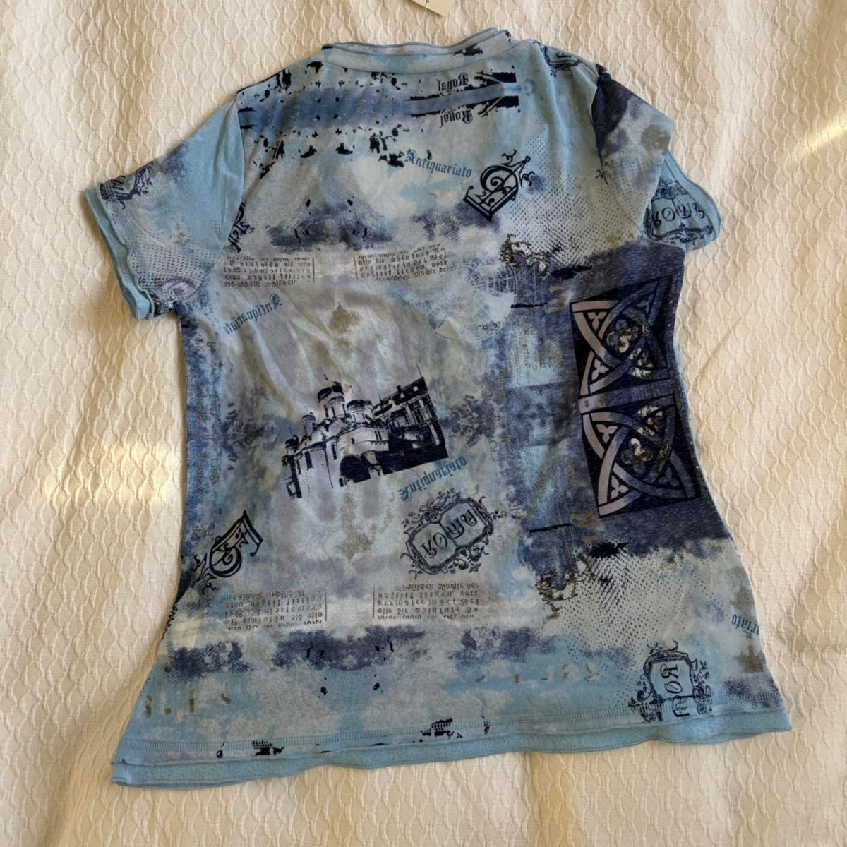 deadstock NWT 2000s y2k blue micromesh blouse