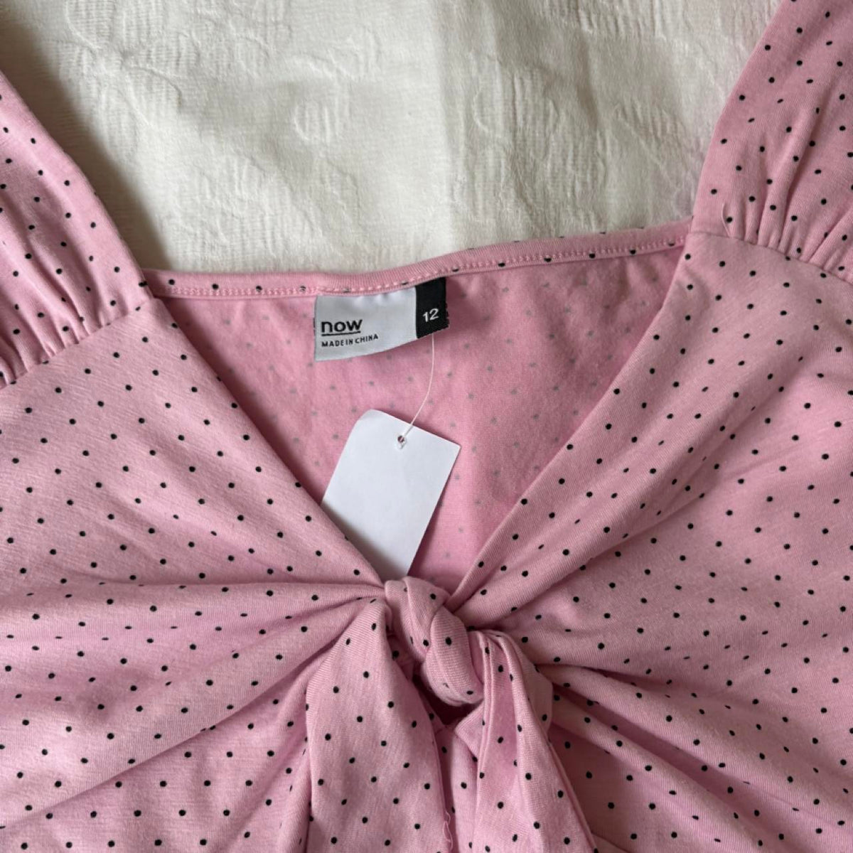 deadstock NWT 2000s y2k pink polka dot blouse