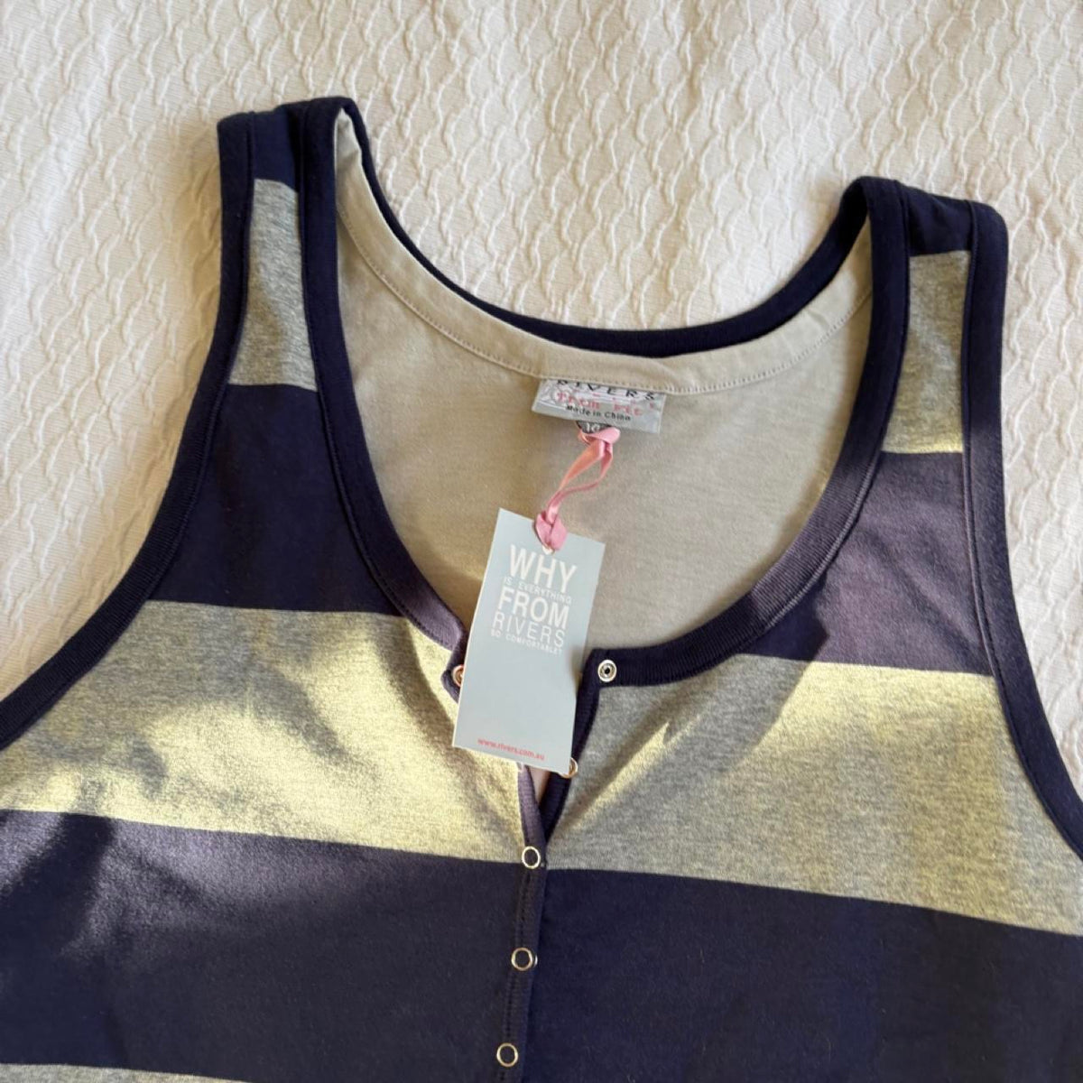 deadstock NWT 2000s era grey blue stripe tank