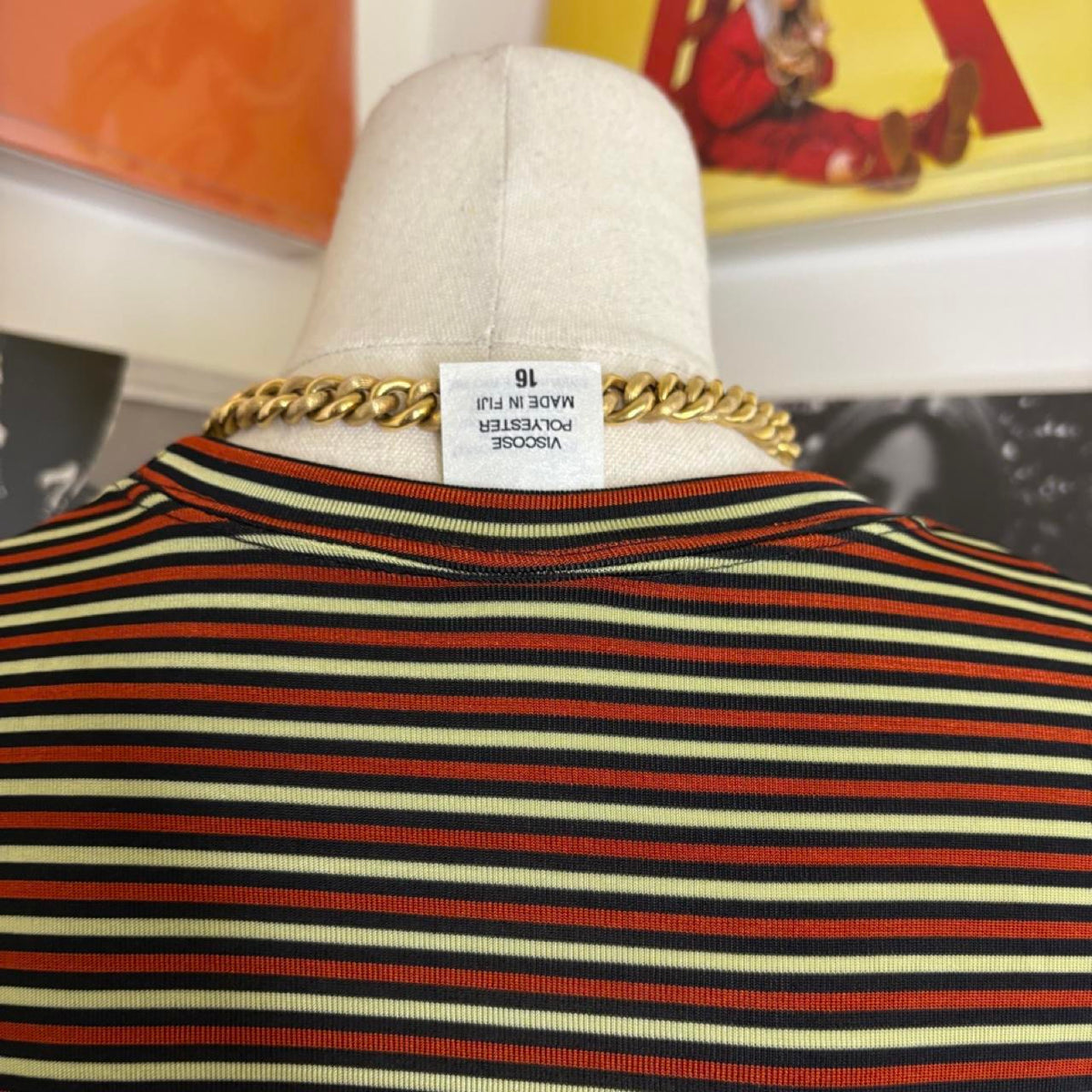 deadstock NWOT 90d red green black stripe tee