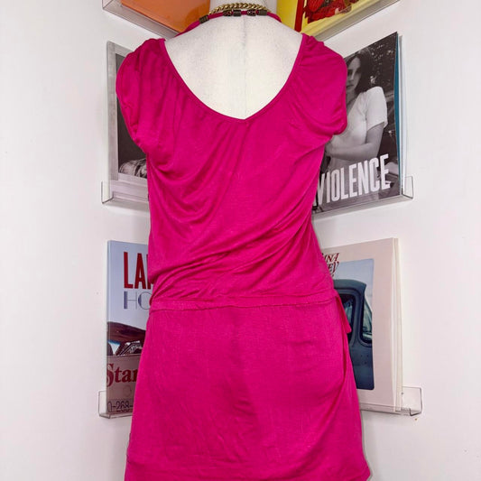 pink tunic cover up blouse / micro dress