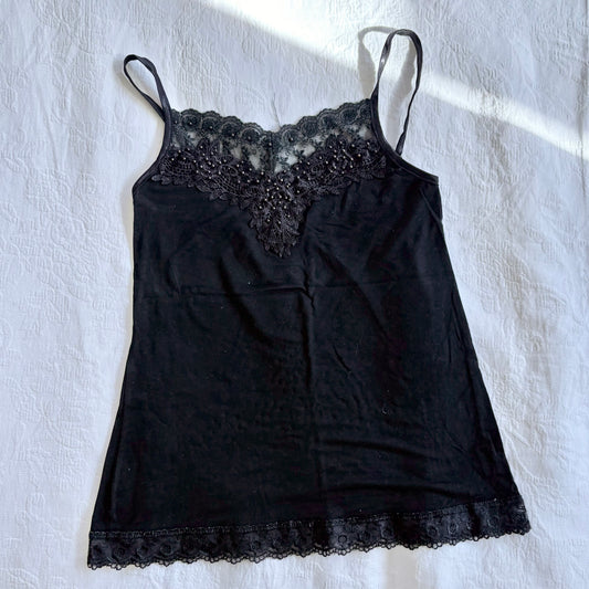 vintage 2000s y2k black trim cami