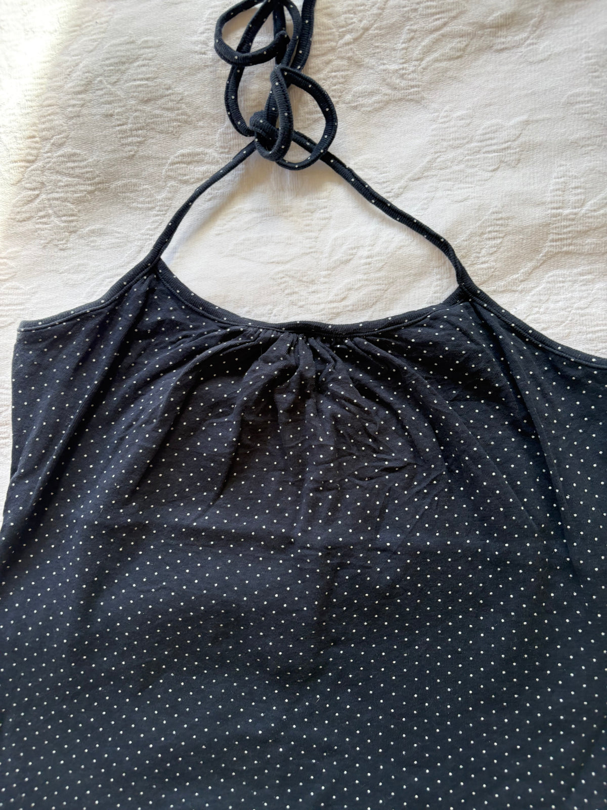 vintage 2000s y2k polka dot halterneck