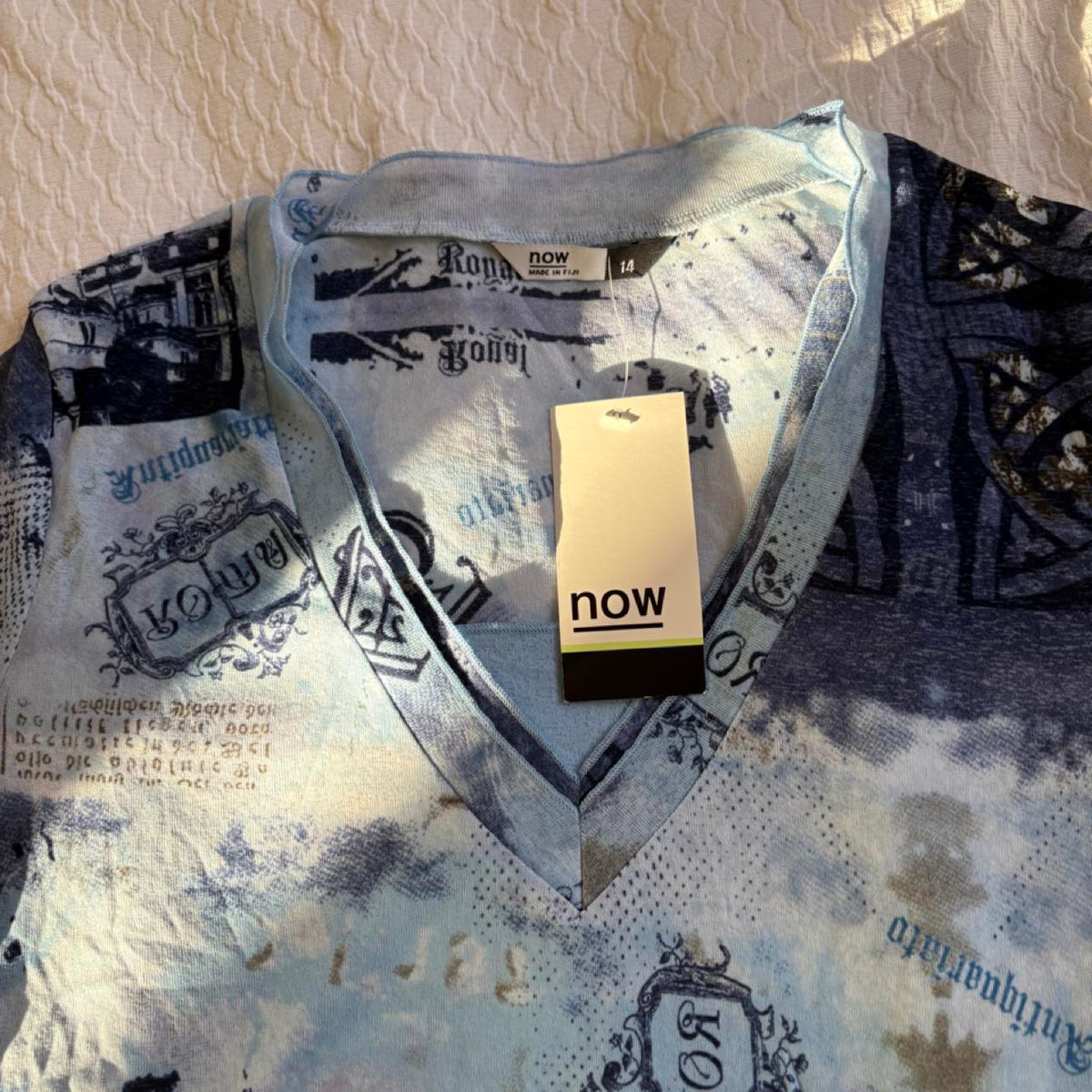 deadstock NWT 2000s y2k blue micromesh blouse