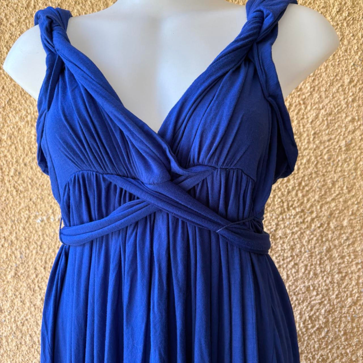 vintage 2000s era grecian style tie back midi dress