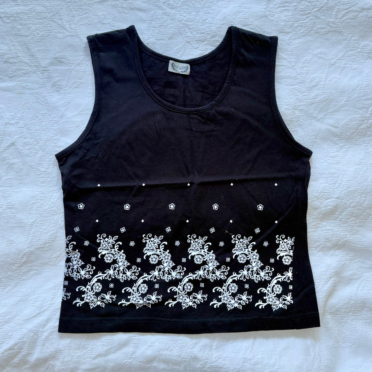 vintage 2000s y2k black paisley tank