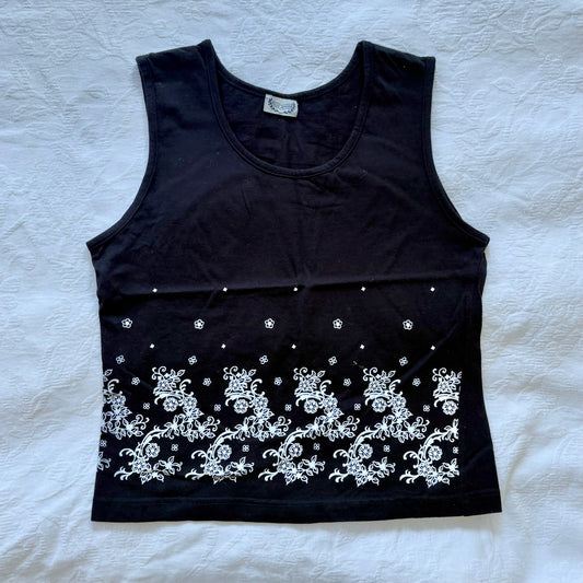 vintage 2000s y2k black paisley tank