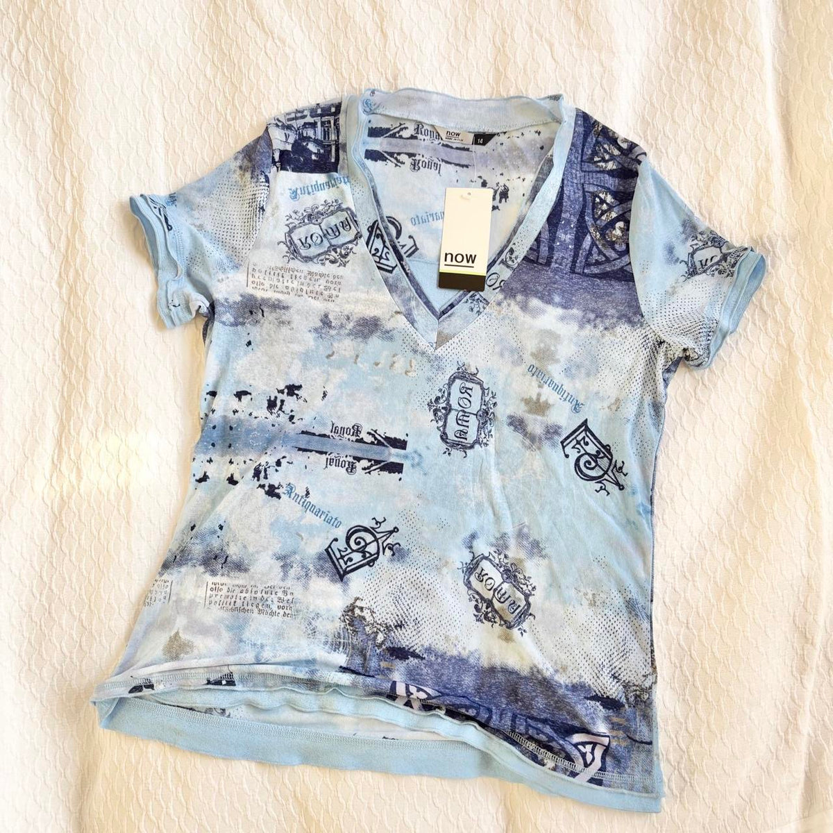 deadstock NWT 2000s y2k blue micromesh blouse