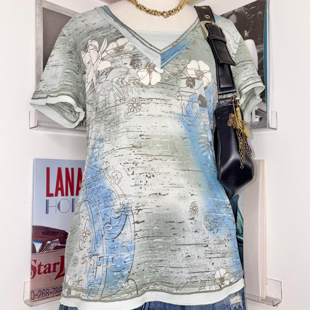 deadstock NWOT 2000s y2k graphic micromesh blouse