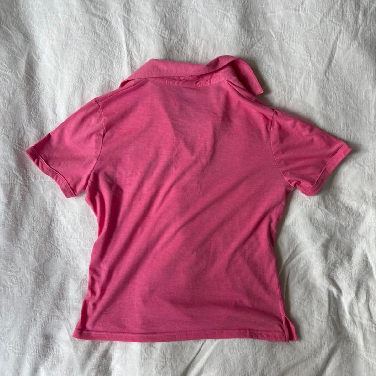 deadstock NWOT 2000s y2k pink graphic polo tee