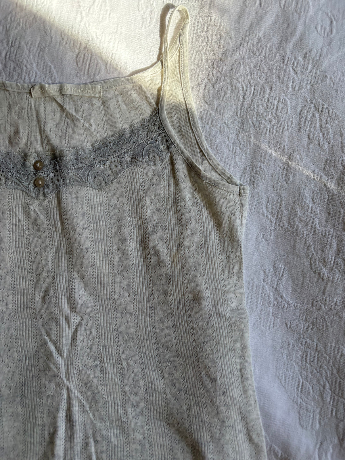 vintage 2000s y2k grey-white cami
