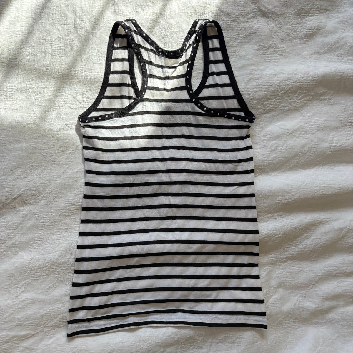 vintage y2k black white stripe grunge tank