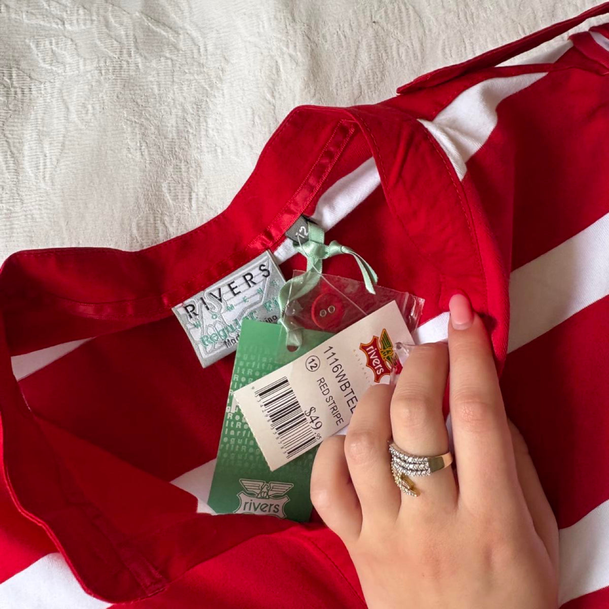 deadstock NWT 2000s y2k red white stripe tank