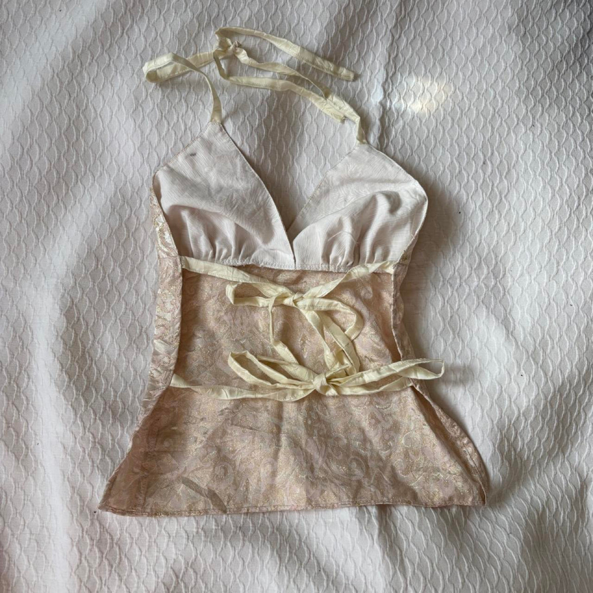 reworked y2k style pink backless festival halter tank