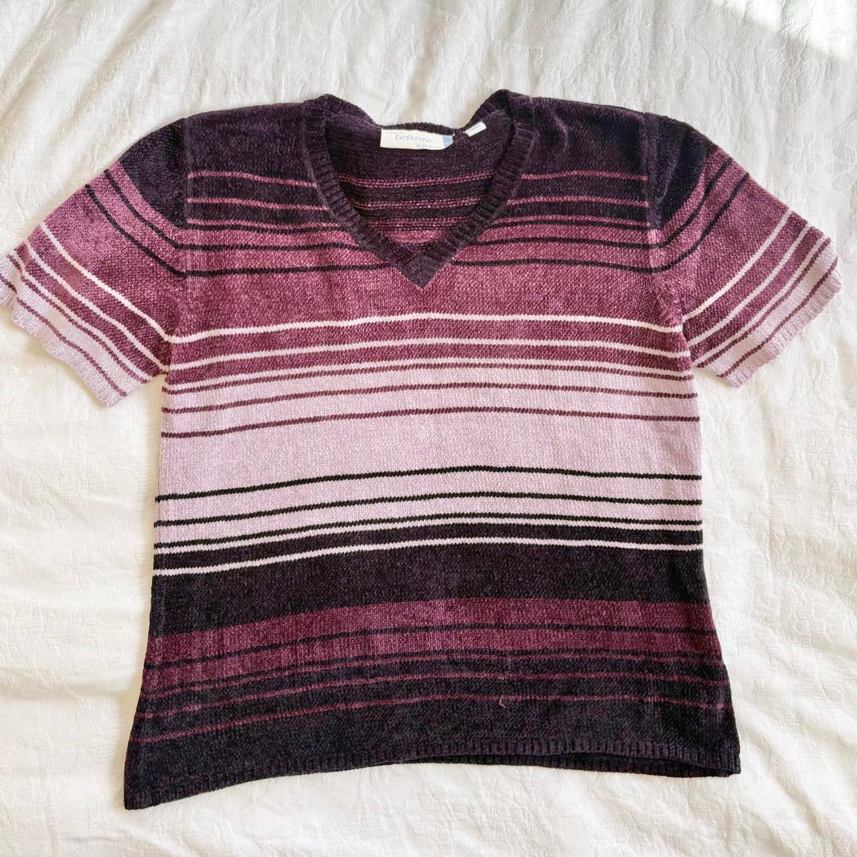90s purple stripe knit blouse