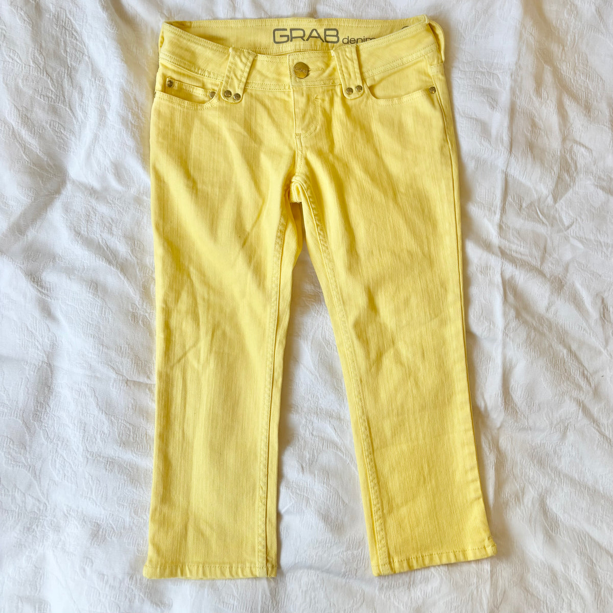vintage 2000s y2k yellow crop jeans