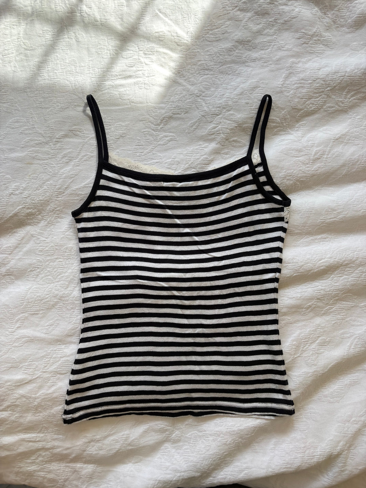 vintage 2000s y2k white black stripe cami