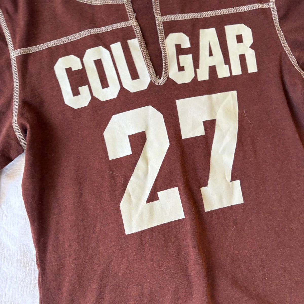 vintage 2000s y2k brown cougar graphic 3/4 sleeve top
