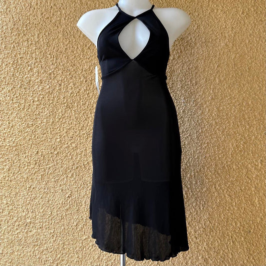 deadstock NWT 2000s y2k black knee length dress
