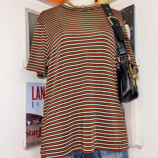 deadstock NWOT 90d red green black stripe tee