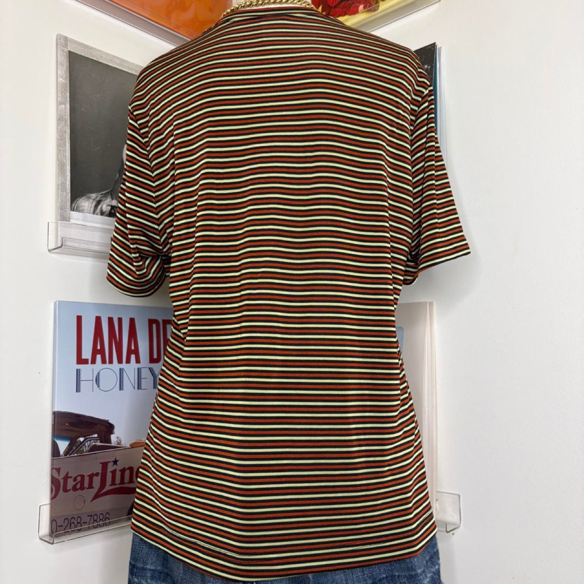 deadstock NWOT 90d red green black stripe tee