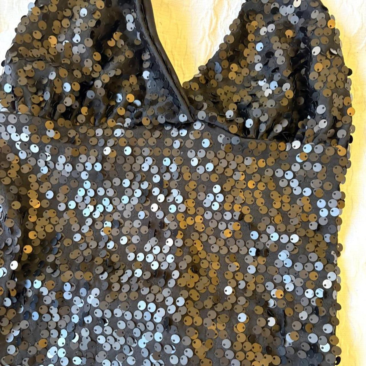 reworked y2k style sequin backless festival halter tank