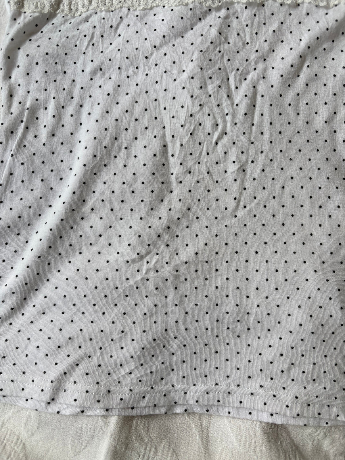 vintage 2000s y2k white polka dot lace trim tank