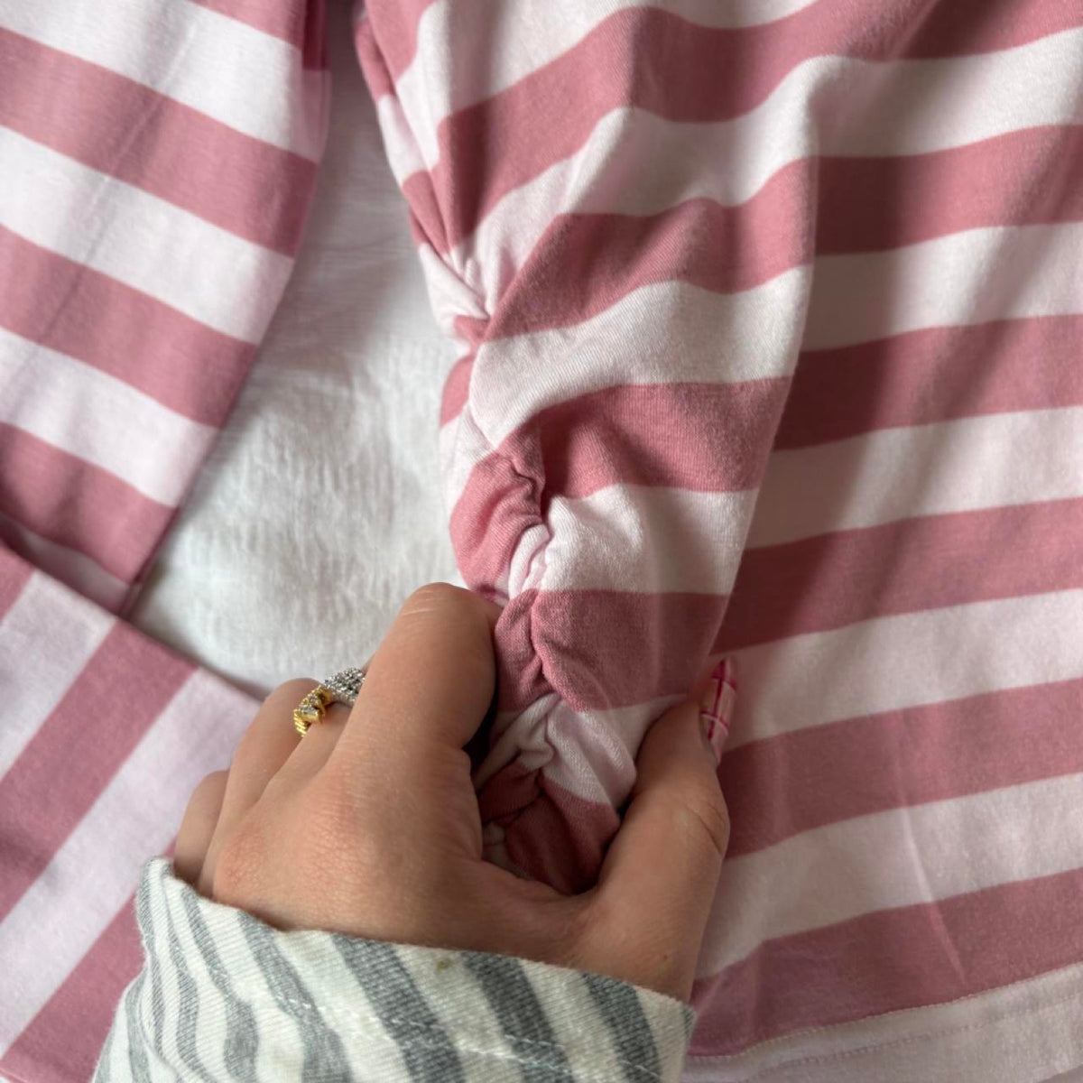 deadstock NWOT 2000s y2k pink stripe double layered top