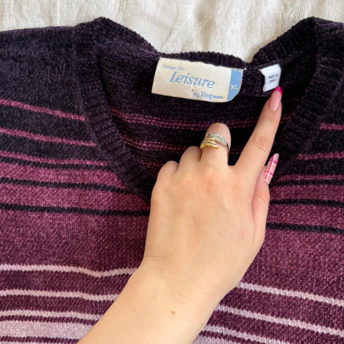 90s purple stripe knit blouse