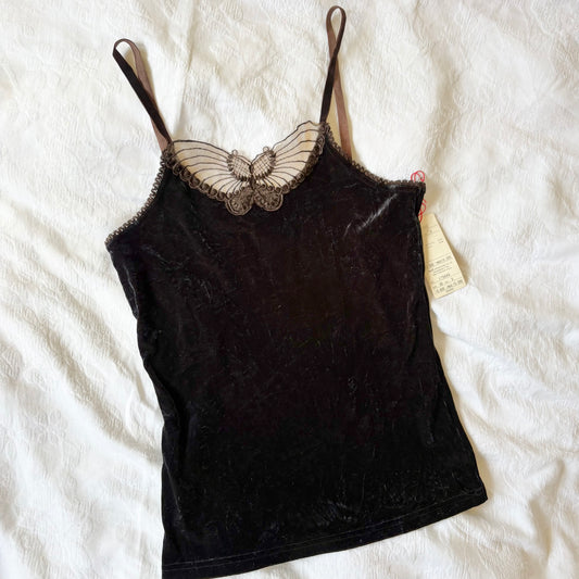 vintage 2000s y2k fairycore velvet butterfly cami