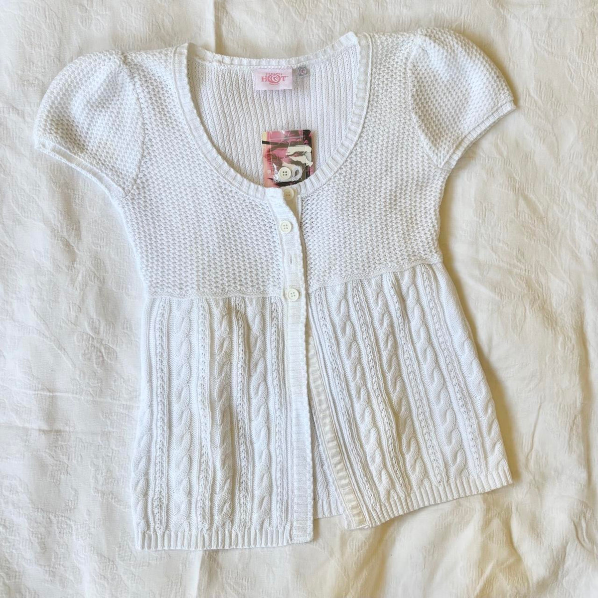 deadstock NWT 2000s y2k white knit babydoll blouse