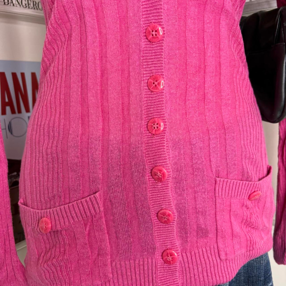 vintage 2000s y2k pink long cardigan