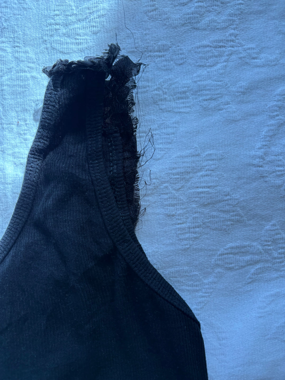 vintage 2000s y2k black floral ruffle tank
