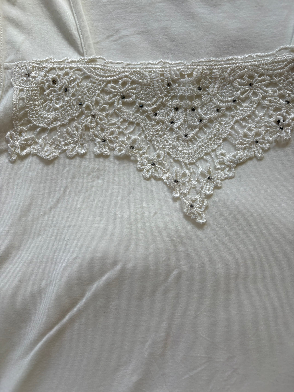 vintage 2000s y2k cream lace tank