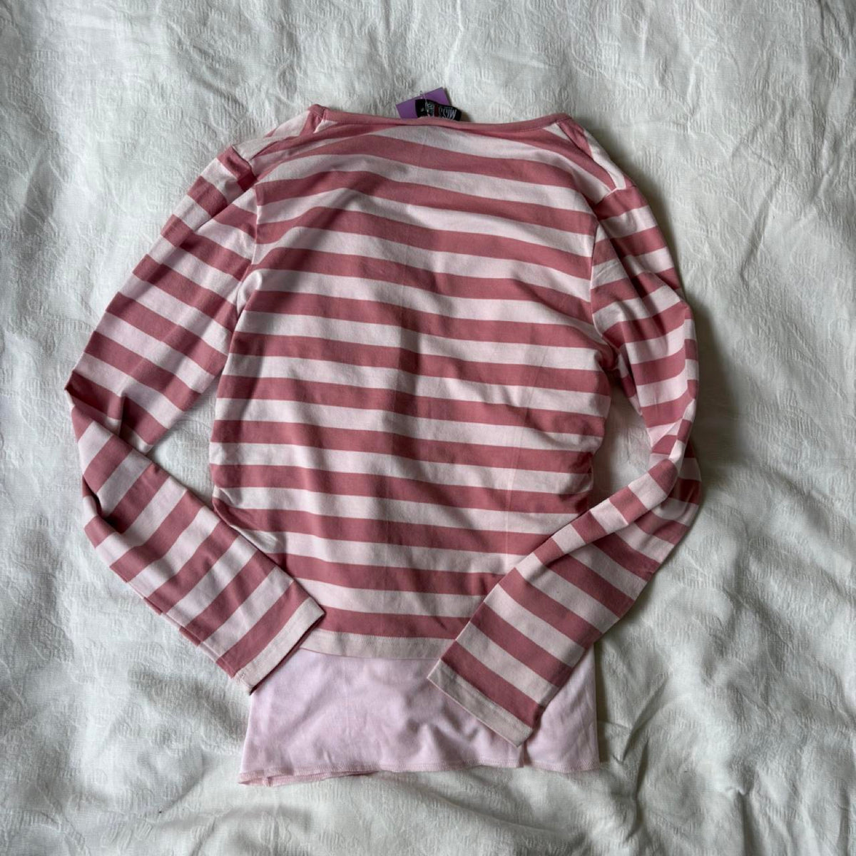 deadstock NWOT 2000s y2k pink stripe double layered top
