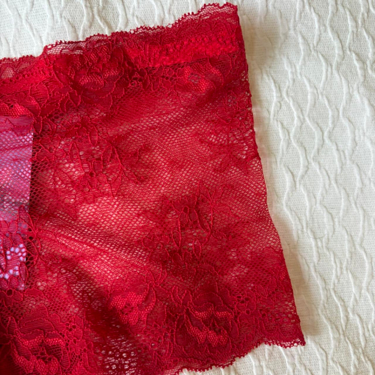 deadstock NWOT red lace micro mini festival shorts
