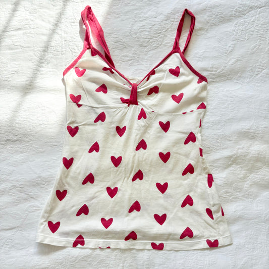 vintage 2000s y2k heart polka dot cami