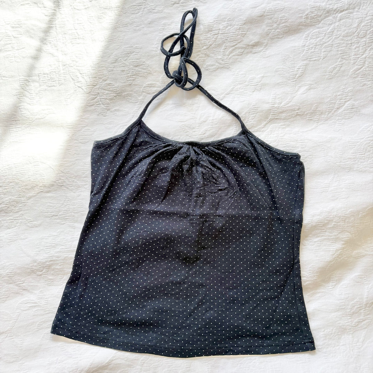 vintage 2000s y2k polka dot halterneck