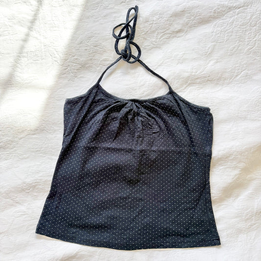 vintage 2000s y2k polka dot halterneck