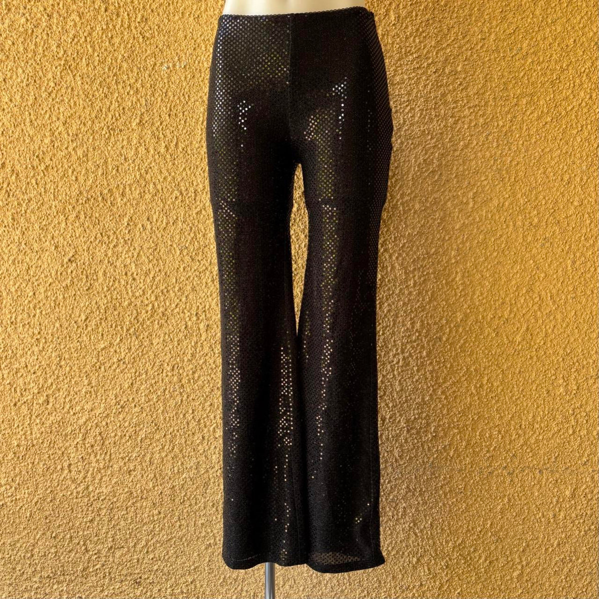 vintage 2000s y2k black sequin glitter bootcut pants