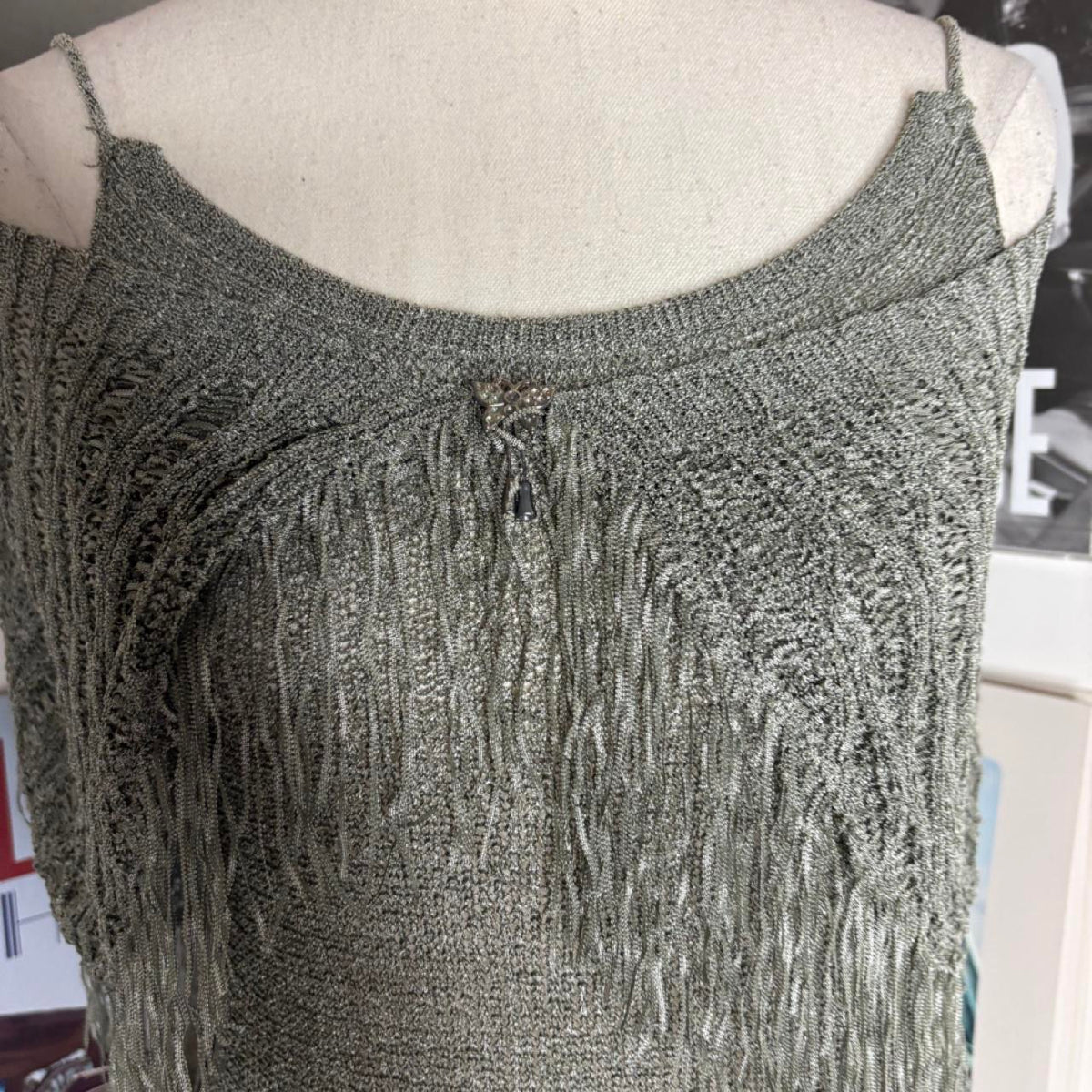 vintage 2000s y2k surfwear boho green knit top